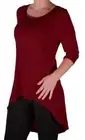 Womens Casual Scoop Neck 3/4 Sleeve Fishtail Plus Size Blouse Ladies Tunic Top