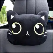 Cute Cat Car Headrest Neck Pillow Soft Lumbar Cushion Lumbar Support Cushion Cover Mirror Cover For Girls(1pcs headrest pillow)