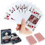 Wugauwor Plastic Playing Cards 2 Pack Professional Waterproof Poker Cards Deck Red Standard Playing Card Decks for Texas, Go Fish, Hearts, Blackjack, Canasta Fun & Travel Card Games