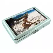 Surfer Pin Up Girls D4 Silver Metal Cigarette Case RFID Protection Wallet