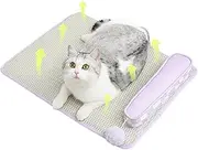 Cat Cooling Mat, Cooling Bed Mat with Pillow, Heat Dissipation Design, Soft Breathable Material, Portable Lightweight, for Pet Rest, Kennels, Sofa, Indoor, Outdoor Use, 18.11x23.62 inches