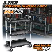 3 Tiers Rolling Tool Cart Workshop Tool Trolley Mobile Casters w/ Hanging Board