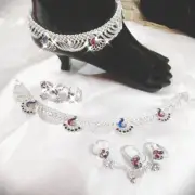 Anklet Toe Rings Silver Plated Ankle Chain Peacock Anklets Bracelet Indian Payal