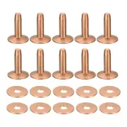 10 Set 10x3.3x14mm Solid Copper Rivets and Burrs Leather Fastener, Copper Tone