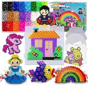 FunzBo Fuse Beads Craft Kit - 111 Patterns Perler Beads Fusion Melty Colored Arts Crafts Set for Kids - 5500 5mm Pearler Fusebead 9 Pegboards for Boys Girls Age 5 6 7 Year Old Classroom Activity Gift