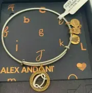 NEW Alex and Ani INITIAL Q Two Tone Charm Bangle Bracelet NWT & CARD