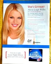 ALICIA LEIGH WILLIS/ GENERAL HOSPITAL PRINT AD FOR CREST NIGHT EFFECTS TEETH...