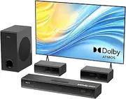 Hiwill A41 Pro Sound Bar for TV with Dolby Atmos, Wired Subwoofer, 320W, 2 Front Surround Speakers, Soundbar for TV Speaker, Adjustable Bass & Treble, 3D Home Cinema Surround Sound System, HiElite A41
