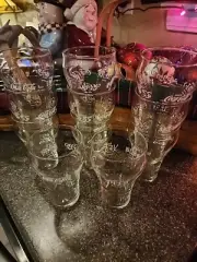 (12) 1970's COCA COLA 12 oz LANGUAGES GLASSES ENJOY Coke BELL SHAPED Tumblers 5"