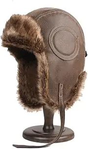 [LJJCSFF] Faux Fur Hat with Ear Flap Hunter Trapper Hat Winter Hunting Hats Trooper Trapper Pilot Cap Snow Eskimo Hat for Men Women