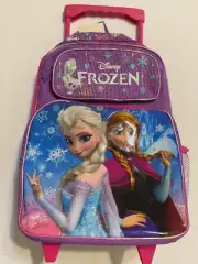 Disney Frozen Princess Elsa & Anna Cargo 16” Large Rolling Backpack-purple