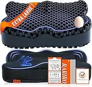Enlarged 19.7" Gel Seat Cushion, Chair Seat Pads for Wheelchair, Gel Cushion Seat for Pressure Coccyx Sciatica Pain Relief, Egg Cushion for Car Office Chair, Cooling Cushion for Long Sitting[Black]