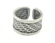 Band Ring textures Adjustable Ring Antique Silver Plated brass 17mm 7US 3255