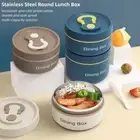 Round Thermal Lunch Box 350ml/650ml Dining Box Insulated Food Container Kid
