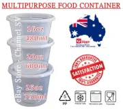 NEW Round Take away Food Container Plastic Lid 16-20-25-30oz. 480-600-750-880ml