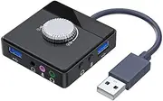 domoi USB External Sound Card 3.5mm Jack Volume Adjustable Tablet Computer Microphone Phone External Stereo Audio Adapter Computer Spare Parts Accessories Parts