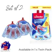 Vileda 3 Action Supermocio Strip Mop Refill Replacement Mop Heads Twin Pack