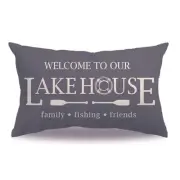 Lake House Decor Throw Pillow Covers Grey Double-Sided Printed Welcome to Our