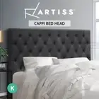 Artiss Bed Frame King Size Bed Head Headboard Bedhead Base Fabric Charcoal CAPPI