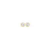 9ct Gold, Cubic Zirconia Round Bezel Stud Earrings in Clear