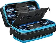 Casemaster Plazma Pro, 6 Dart Case for Soft and Steel Tip Darts, Features Large Front Mobile Device Pocket, Built-in Storage Tubes and Pockets for Flights, Tips, Shafts, and Personal Items