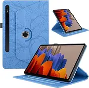 [TEDTIKJT] Case for Samsung Galaxy Tab S9 FE+/S9 Plus 12.4 Inch X610/X616B/X810/X816B Protective Leather 360° Rotating Multi-Angle Stand Tree Flip for Samsung Tab S9 FE+ Protective Tablet Case, Blue