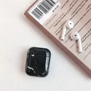 For AirPods 2nd Gen Case, Marble Pattern Protective Cover, Black