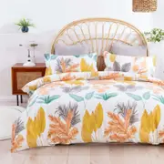 3D Yellow Leaves 125 Bed Pillowcases Quilt Queen Size