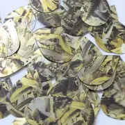 Sequin Teardrop 1.5" Yellow Silver Bird Feathers Print Metallic