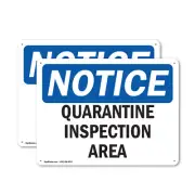 (2 Pack) Quarantine Inspection Area OSHA Notice Sign Decal Metal Plastic