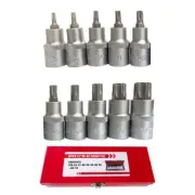 10pcs Torx Screwdriver Bit 1/2 Driver For Ratchet Socket Wrench Sleeves T20-T70