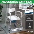 Mobile Bathroom Shower Chair Toilet Commode Wheelchair Bedside Footrest Seat