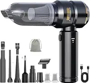 Car Vacuum Cleaner, 22000RPM Compressed Air Duster, Mini Handheld Vacuum 4-in-1, Portable Cordless Brushless Motor with 3 Gear and Rechargeable Battery for Car Cleaner Pet Home Dust (Black)