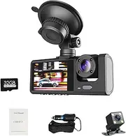 1080P DVR Dash cam Front and Rear Cameras Dash cam 2-inch Screen Dash cam Supports Ring Recording, one Key Standard Version with 32G Storage Card