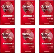 Durex Lubricated Latex Condoms, Extra Sensitive - 12 ea, Pack of 6