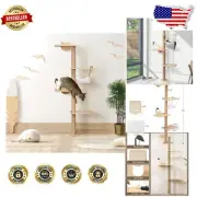 Stylish Cat Wall Shelves with Hammock and Scratching Post for Indoor Cats