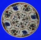 2' White Marble Coffee Dining Side Table Top Pietra Dura Handmade Inlay elephant