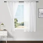 Sheer Curtains 54 Inch Length with Tiebacks, 42"W x 54"L (Pack of 2) Off White