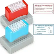 2 PCS Teacher Stamps for Classroom Self-inking Accommodations Stamp Set Completed Grading Rubber Behavior Teacher Stamps for Back to School Homework Student Dormitory First Day of School Supplies Gift