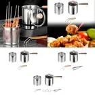 Deep Fryer Pot Frying Pot with Lid Multipurpose Home Mini Pot Wooden Handle