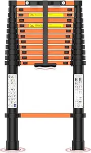 Telescoping Ladder,12.5 FT Extension Ladder, Heavy Duty 330lbs Max Capacity, Multi-Purpose Collapsible Ladder for RV or Outdoor Work