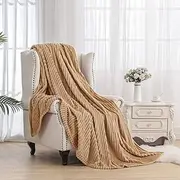 LEFAFA Fleece Blanket, 280GSM Lightweight Super Soft Throw Blanket, Fuzzy Warm Cozy Plush Microfiber Blanket for Crib Stroller Nap, Couch, Sofa, Bed (Khaki, 150x200cm)