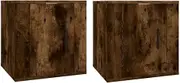 Wall Mounted TV Cabinet Set of 2 | Smoked Oak Finish | Engineered Wood | Space-Saving Design | Modern Living Room & Bedroom Solution (40x34.5x40 cm)