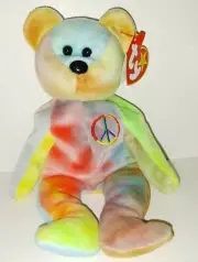 Authentic Ty "PEACE Bear" Beanie Baby 1996 - Excellent Condition