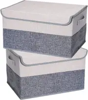 2 Pack Foldable Storage Cube Bins Boxes with Lids and Handles Baskets