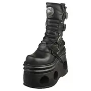 New Rock Metallic M-373-s94 Unisex Ankle Boots in Black - 9 US