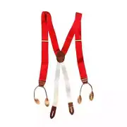 YSL Yves Saint Laurent Red Paisley Elasticized Suspenders Buttons Vintage