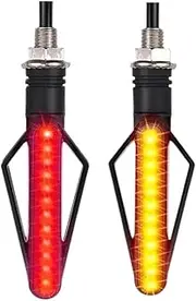 LED Indicator Blinkers Amber Lamp Accessories Motorcycle Modification 24LED Dual Color Flowing Water Turn Signal Lamp Brake Light(2pcs A Red Yellow)