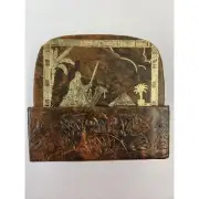 Egyption Design Vintage Coasters With Holder Leather With Gold