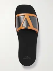 [Valentino Garavani] Valentino Garavani - Viva Superstar Appliquéd Two-tone Leather Slides - Black - IT39 IT 39 Black
